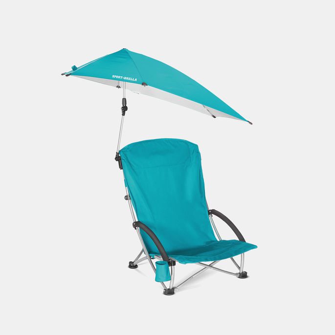 Sport-Brella stolica za plažu sa suncobranom | UPF 50+ UV zaštita | Niska sklopiva stolica Aqua
